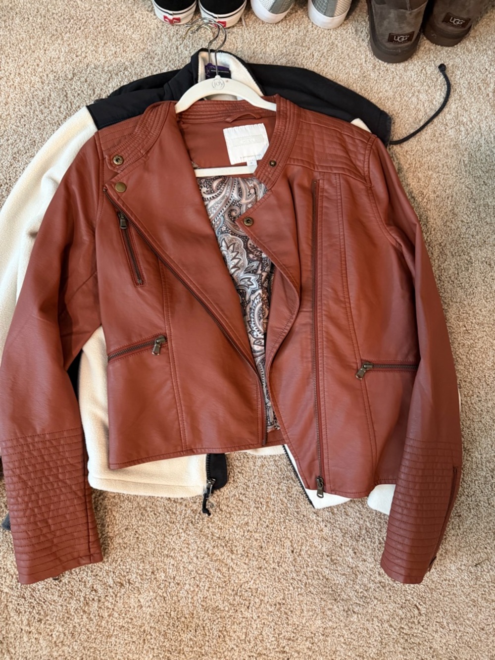 Anthropologie Burnt Orange Leather Moto Jacket
